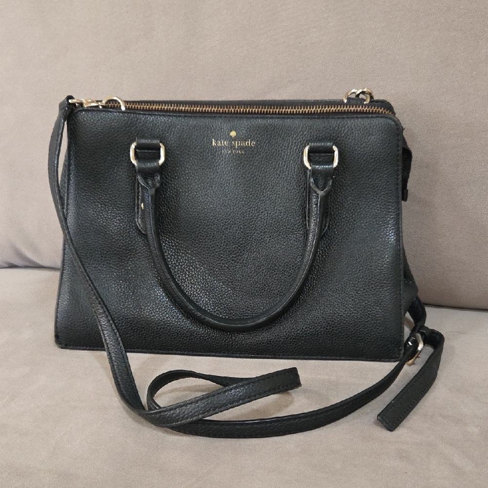Kate Spade Black Leather Satchel Bag.